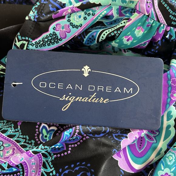 Ocean Dream Signature Women’s One Piece Blue Paisley Multicolor Swimsuit 18W NWT - Picture 9 of 12